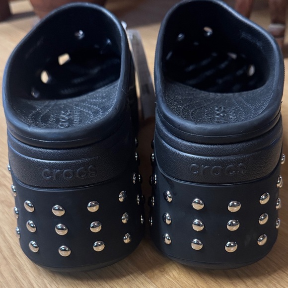 CROCS women’s 12 men’s 10 Black Studded Platform Mules NEW siren studded clog - Picture 7 of 10